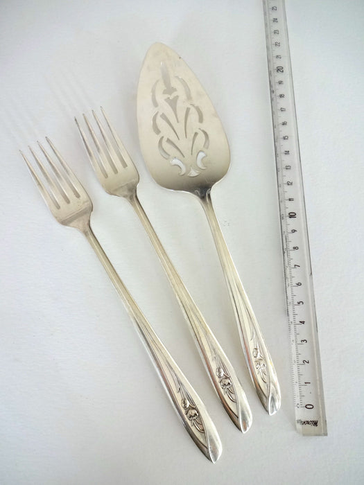 Cake server with fork pair