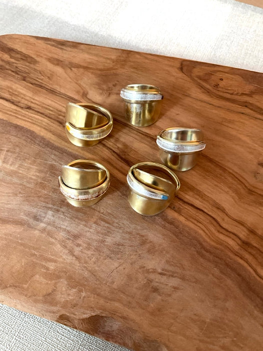 RINGS made out of a whole 925 Sterling silver gold plated small spoon