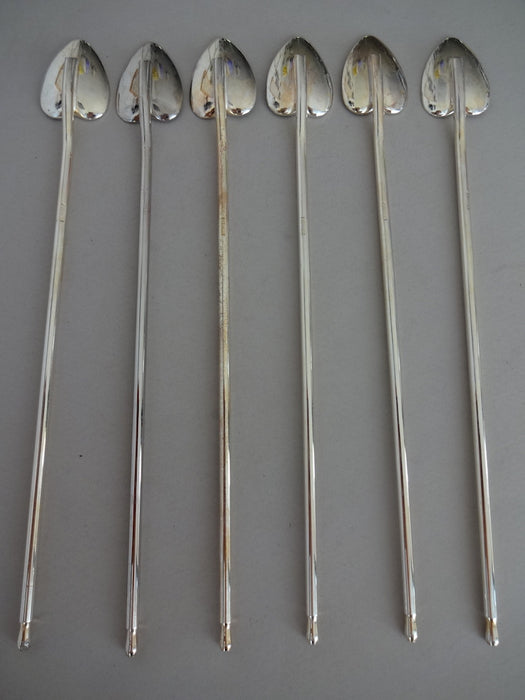 Cocktail spoons with leaf shaped end - set of 6