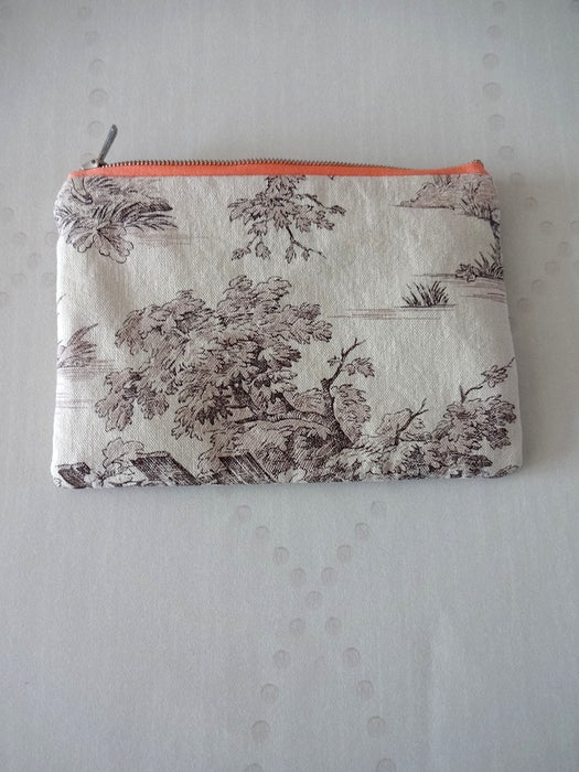 Handmade wallet/pouch in Toile de Jouy 17x11.50cm (LARGE)