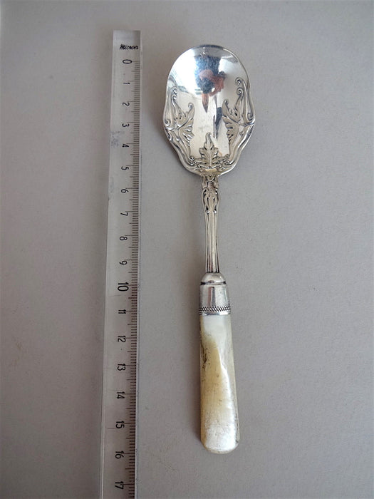 Sterling silver spoon with mother of pearl handle