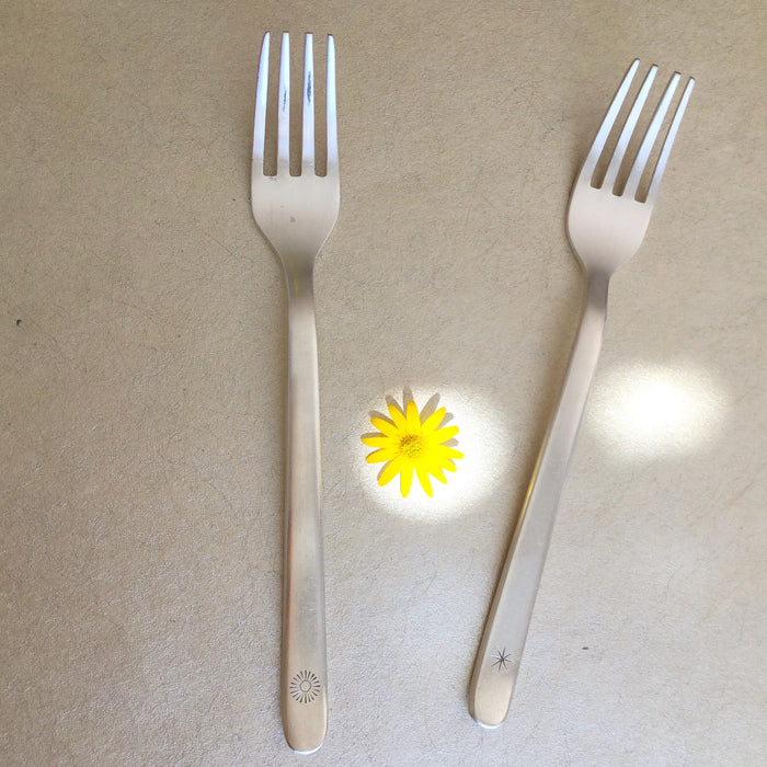 Set of 2 forks - star & sun on handle
